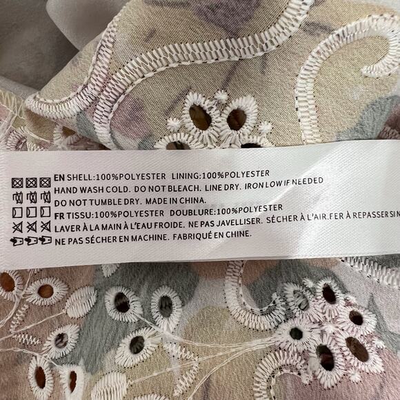 En Saison Presley Midi Dress Tiered Skirt Floral Embroidered M Ruffle Cottage - Picture 9 of 11